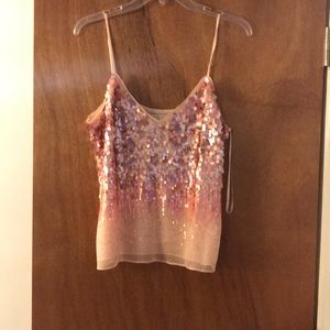 Pink sequin tank large